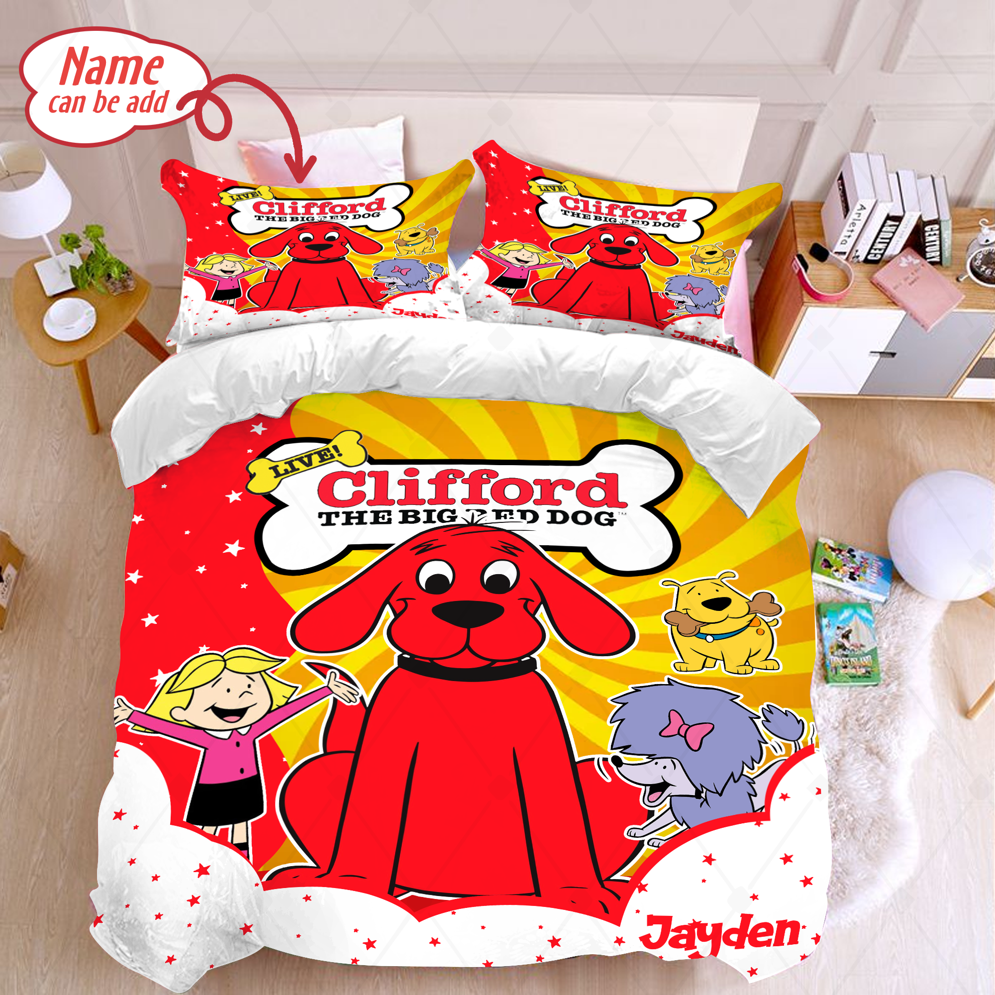 Personalized Clifford The Big Red Dog Bedding Set Clifford Dog Duvet Cover And Pillowcase Clifford Dog Birthday Party Clifford Dog Blanket